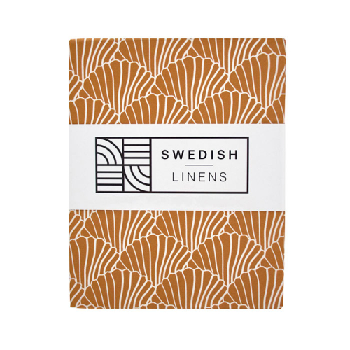 Hoeslaken ledikant Seashells cinnamon brown Swedish Linens