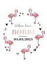 Folie geboortekaart flamingo circus staand enkel