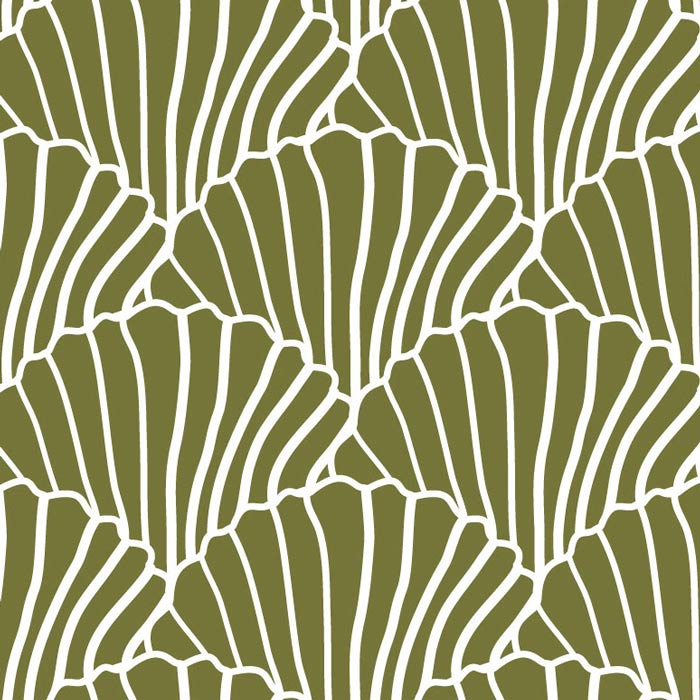Hoeslaken ledikant Seashells olive green Swedish Linens